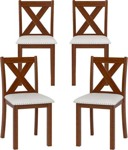 Goflame Wooden Dining Chair Set of 2/4 with Padded Seat and Curved Back