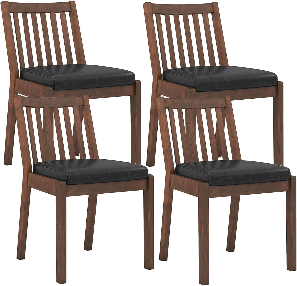 Goflame PU Leather Upholstered Kitchen Chairs w/Rubber Wood Frame Padded Seat