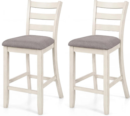 Goflame 26 Inch Farmhouse Upholstered Wooden Barstools with Footrest (2/4)