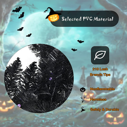 9FT Black Halloween Garland with Lights - GoflameUS