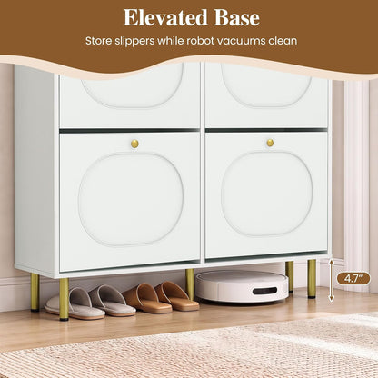 GOFLAME Shoe Storage Cabinet with 4 Flip Drawers
