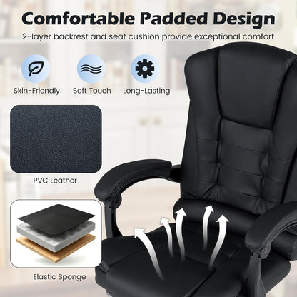 Goflame Massage Office Chair, Comfy Desk Chair with Foot Rest, Black | Executive Chair with Adjustable Reclining Backrest