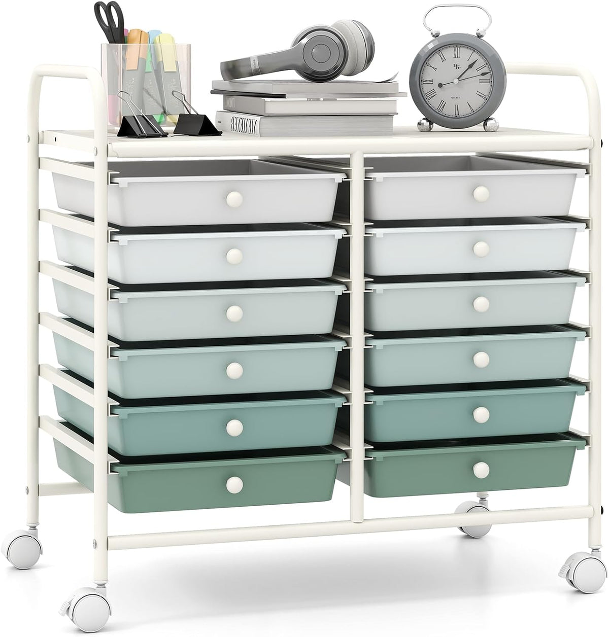 12 Drawers Rolling Cart for Office School Supplies - 25” x 15” x 24.5”