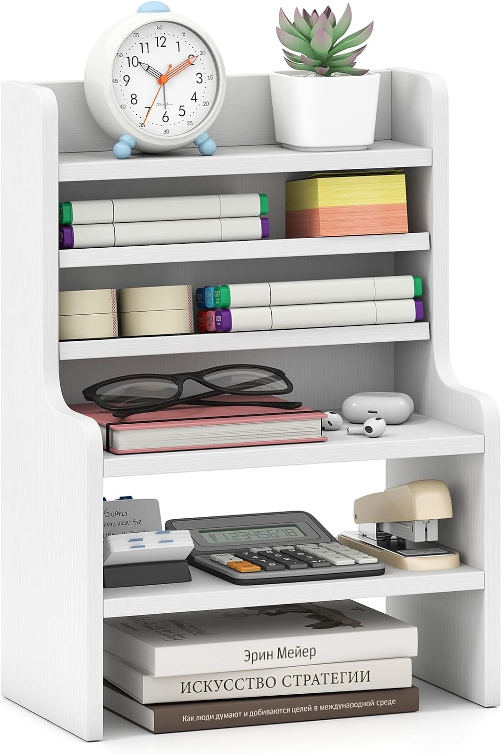Goflame Desktop Bookshelf | 16.5" Desk Hutch Dorm with Open Cubes