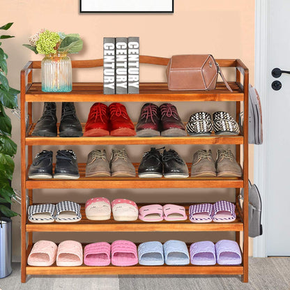5-Tier Wood Shoe Rack Entryway Shoe Shelf Storage Organizer - Goflame