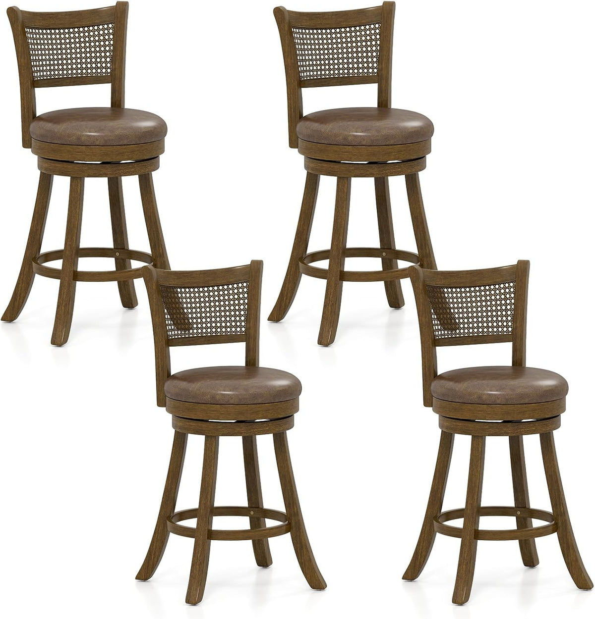 Goflame 25" Swivel Bar Stools Set of 2/4 with Footrest & Rubber Wood Frame