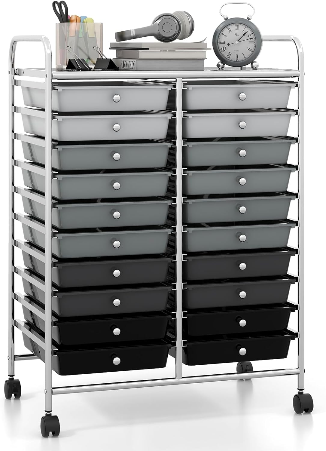 Goflame Storage Drawer Carts, 20-Drawer Organizer, Utility Cart on Wheels