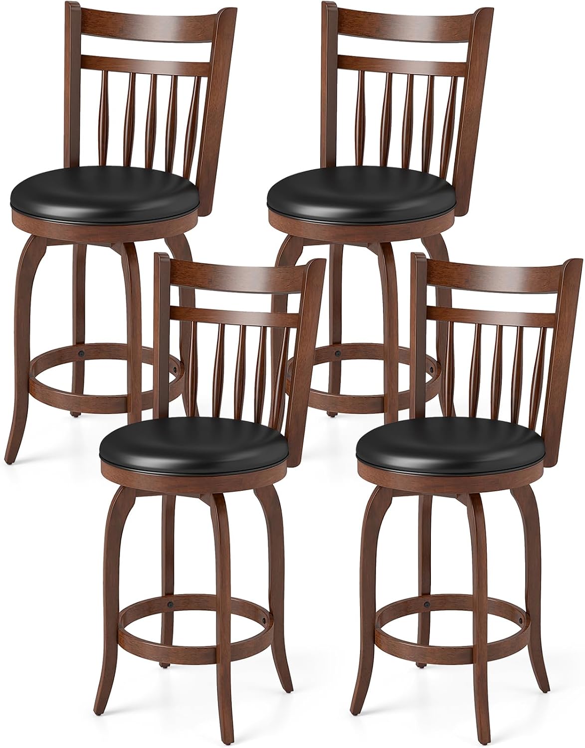 Goflame Swivel Bar Stools Set of 2, 24 Inch Counter Height Barstools | 360° Rotating Bar Chairs w/Footrest
