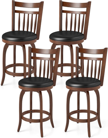 Goflame Swivel Bar Stools Set of 2, 24 Inch Counter Height Barstools | 360° Rotating Bar Chairs w/Footrest