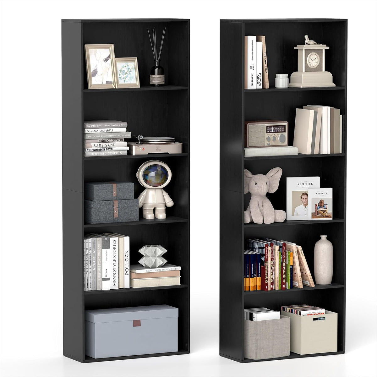 Goflame 5-Tier Bookshelf Freestanding Bookcase with 5 Open Shelf