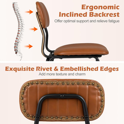 Goflame Metal Dining Chairs PU Leather Upholstered Kitchen Chairs | Modern Dining Room Chair w