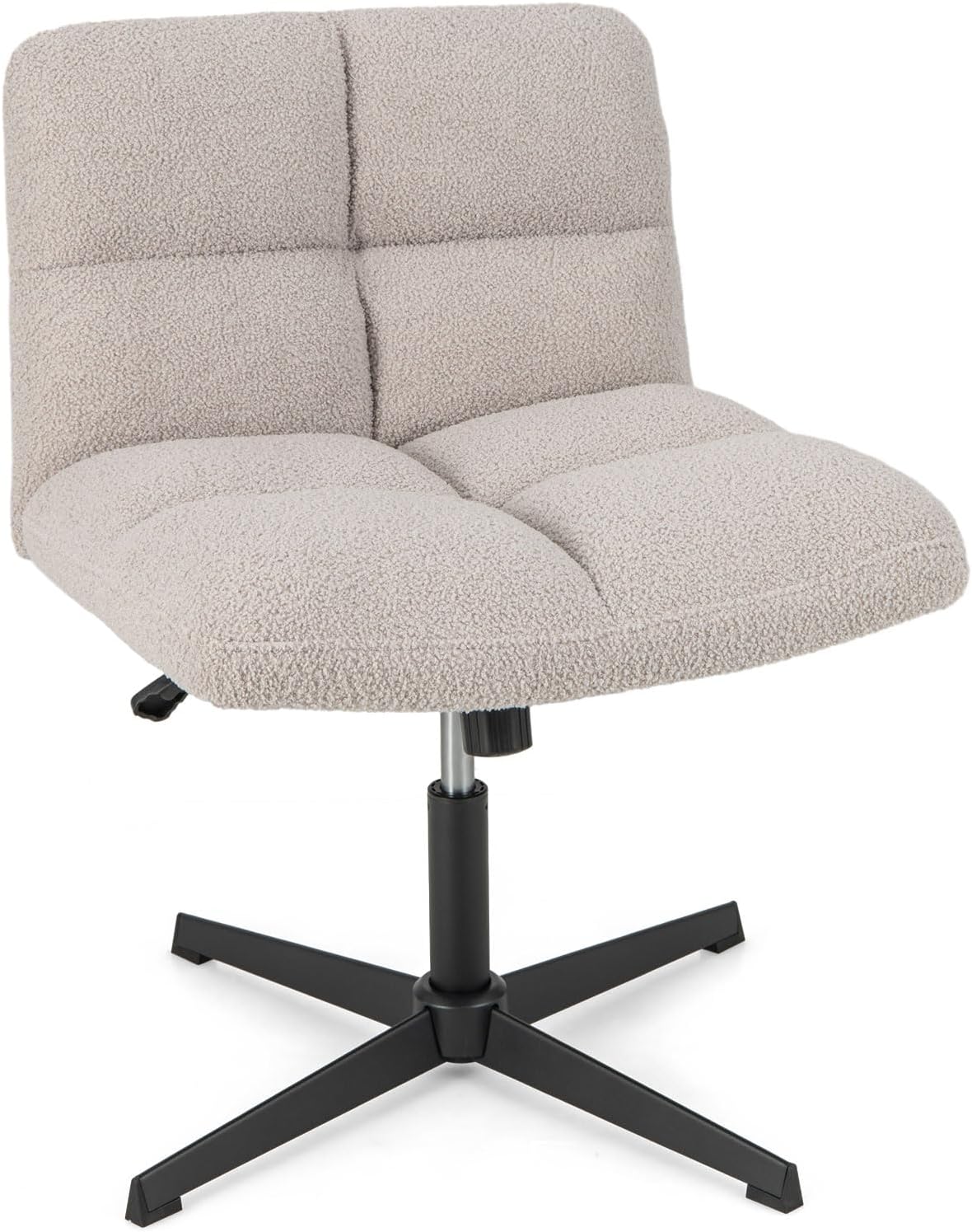 Goflame Cross Legged Office Chair, Faux Fur Armless Desk Chair with Wide Seat