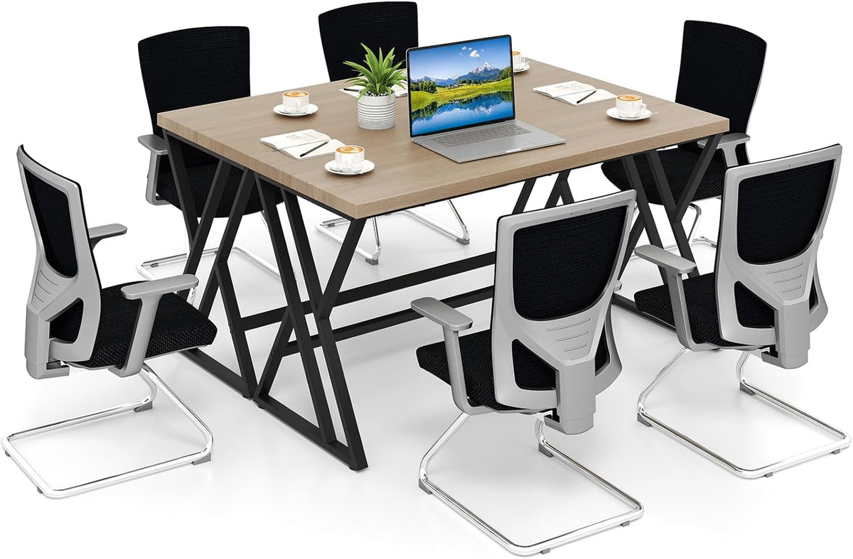 Goflame Large Computer Desk 59" Industrial Home Office Desk with Z-Shaped Metal Leg & Crossbar