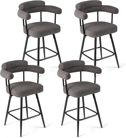 Goflame Swivel Bar Stool Set of 2/4 Counter Height Chairs with Curved Back and Arms