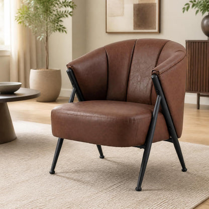 Goflame Mid Century Modern Accent Chair w/Curved Backrest & Wide Seat