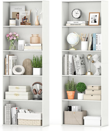 Goflame 5-Tier Bookshelf Freestanding Bookcase with 5 Open Shelf