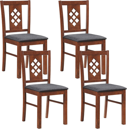 Goflame Wooden Upholstered Kitchen Chair with Elegant Diamond Back (2/4)