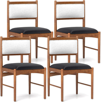 Goflame Wooden Dining Chairs, Upholstered Kitchen Chairs w/Rubber Wood Frame & Faux Leather Padded Seat