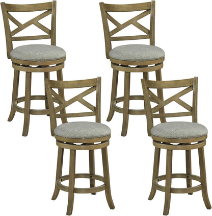 Goflame Wood Swivel Bar Stools Set of 2/4 with Backrests and Wood Frame