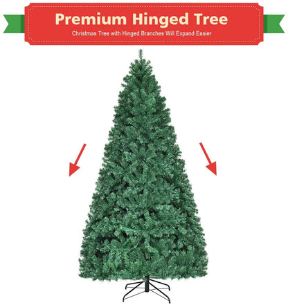 Pre-Lit PVC Artificial Christmas Tree Auto-Spread/Close up Premium Spruce Hinged