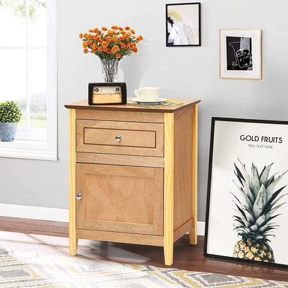 Wooden End Table W/Shelf - Goflame