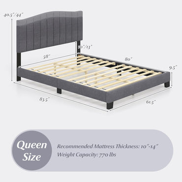 Goflame Queen Bed Framewith Adjustable Arch Tufted Headboard Mattress Foundation