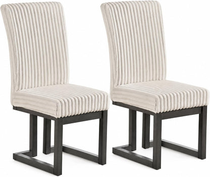 Goflame Upholstered Dining Chairs Set of 2, Kitchen Chairs with High Back | Modern Dining Room Chairs with Fabric Channel Back & Seat