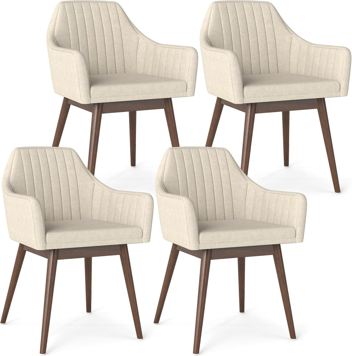 Goflame Upholstered Dining Chairs Set of 2/4 Mid Century Kitchen Chairs with Wrap-Around Backrest