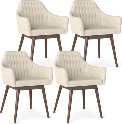 Goflame Upholstered Dining Chairs Set of 2/4 Mid Century Kitchen Chairs with Wrap-Around Backrest