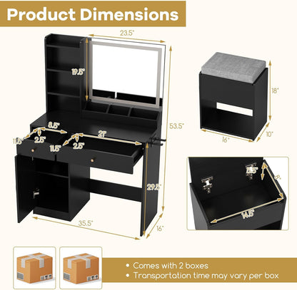 GOFLAME Makeup Vanity with Mirror and Lights