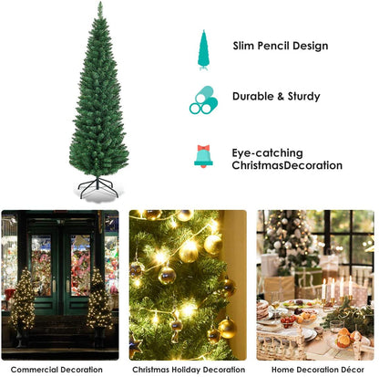 Pencil Christmas Tree, Artificial Slim Skinny Tree - GoflameUS