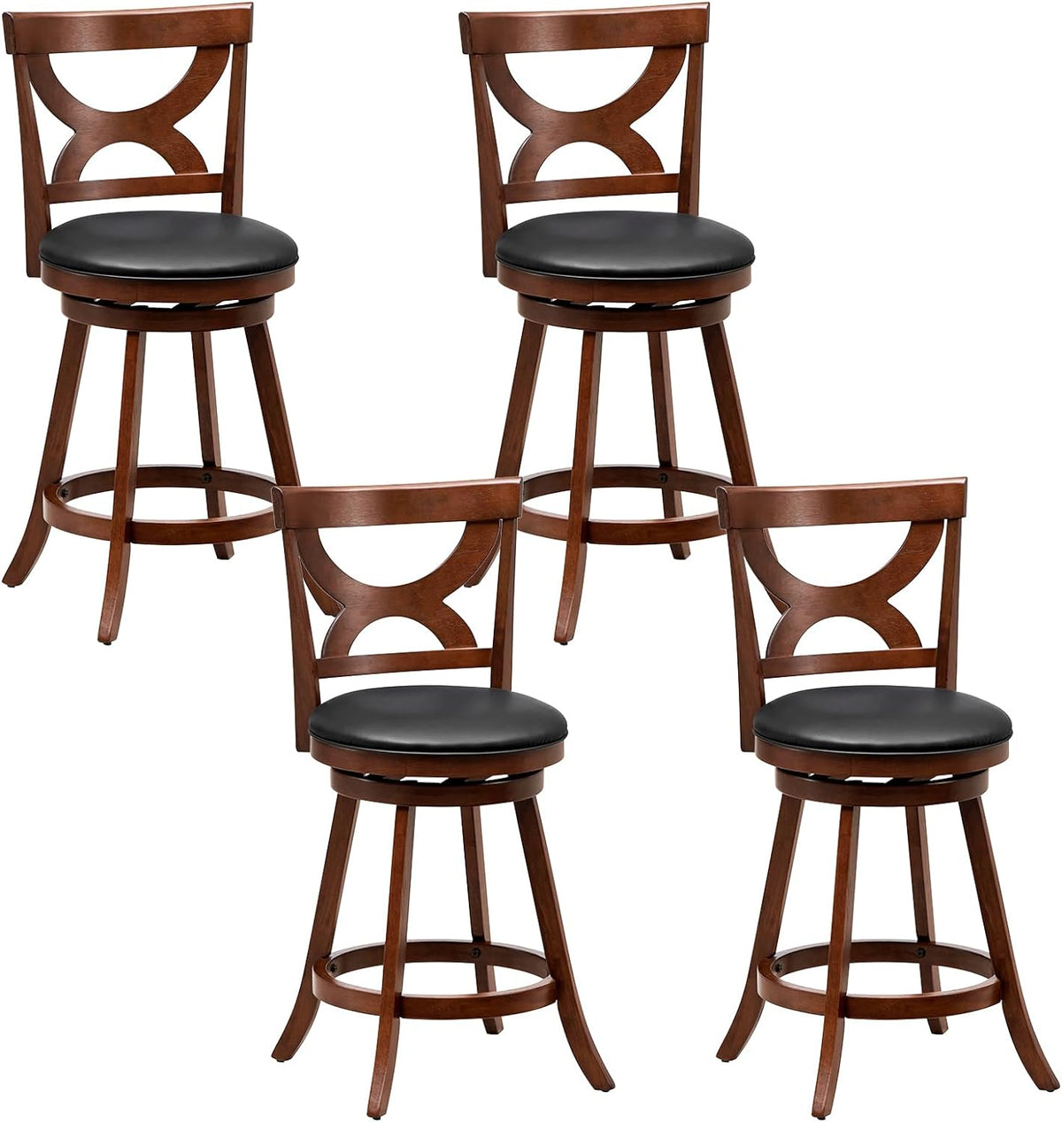 Goflame Bar Stools Set of 2, 30.5" Counter Height Bar Dining Chairs with Back & Footrest, Rubber Wood Frame