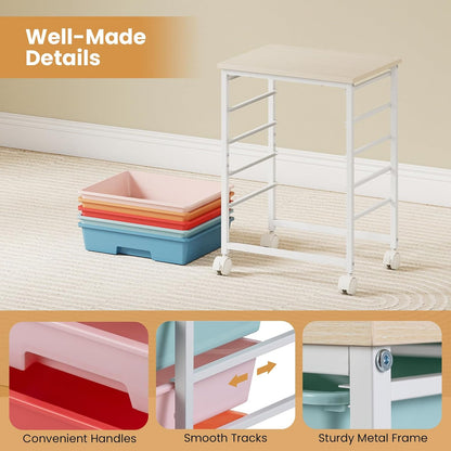 GOFLAME Rolling Storage Cart with Wooden Top