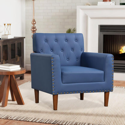 Goflame Mid Century Modern Accent Chair with Button Tufted Decoration and Rivets