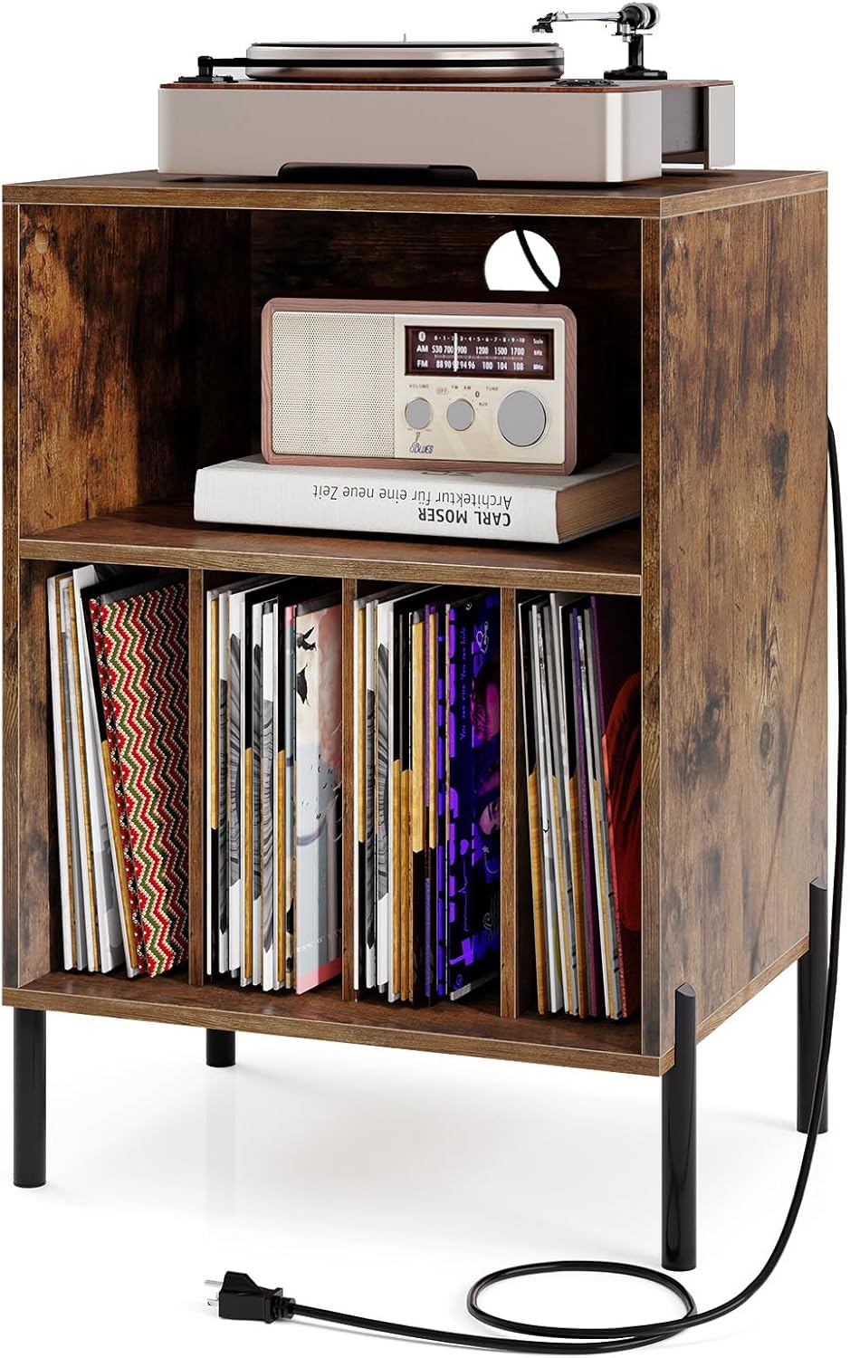 Goflame Record Player Stand with Charging Station