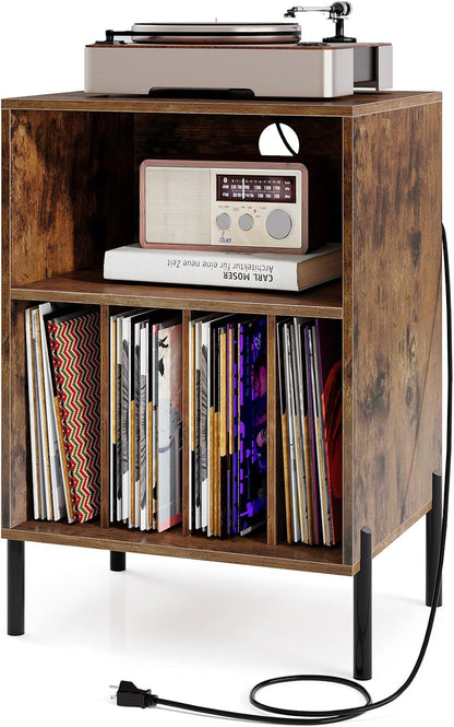 Goflame Record Player Stand with Charging Station