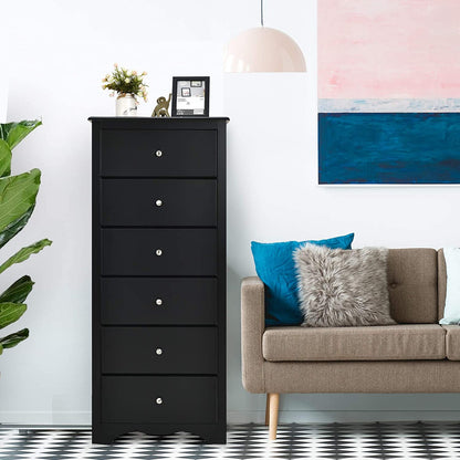 6 Drawer Chest Wooden Dresser Clothes Organizer Bedroom - Goflameus