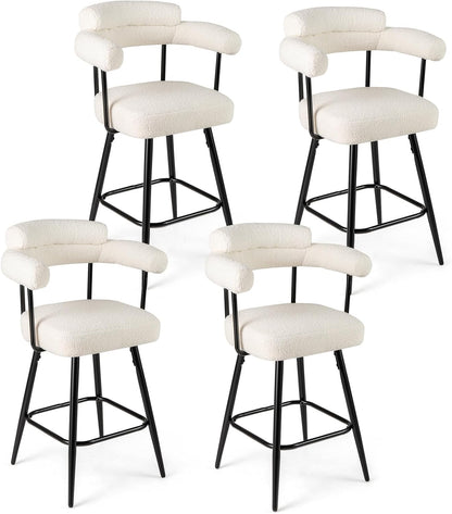 Goflame Swivel Bar Stool Set of 2/4 Counter Height Chairs with Curved Back and Arms