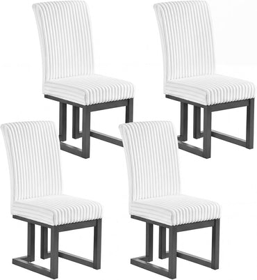 Goflame Upholstered Dining Chairs Set of 2, Kitchen Chairs with High Back | Modern Dining Room Chairs with Fabric Channel Back & Seat