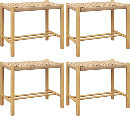 Goflame Wood Stools Set of 2, 18" Tall Boho Backless Stool Chairs with Rubber Wood Legs