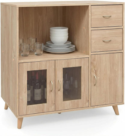 Goflame 36 Inch Sideboard Buffet Cabinet with Open Compartment