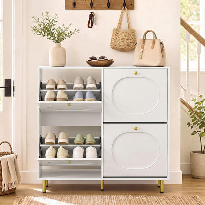 GOFLAME Shoe Storage Cabinet with 4 Flip Drawers