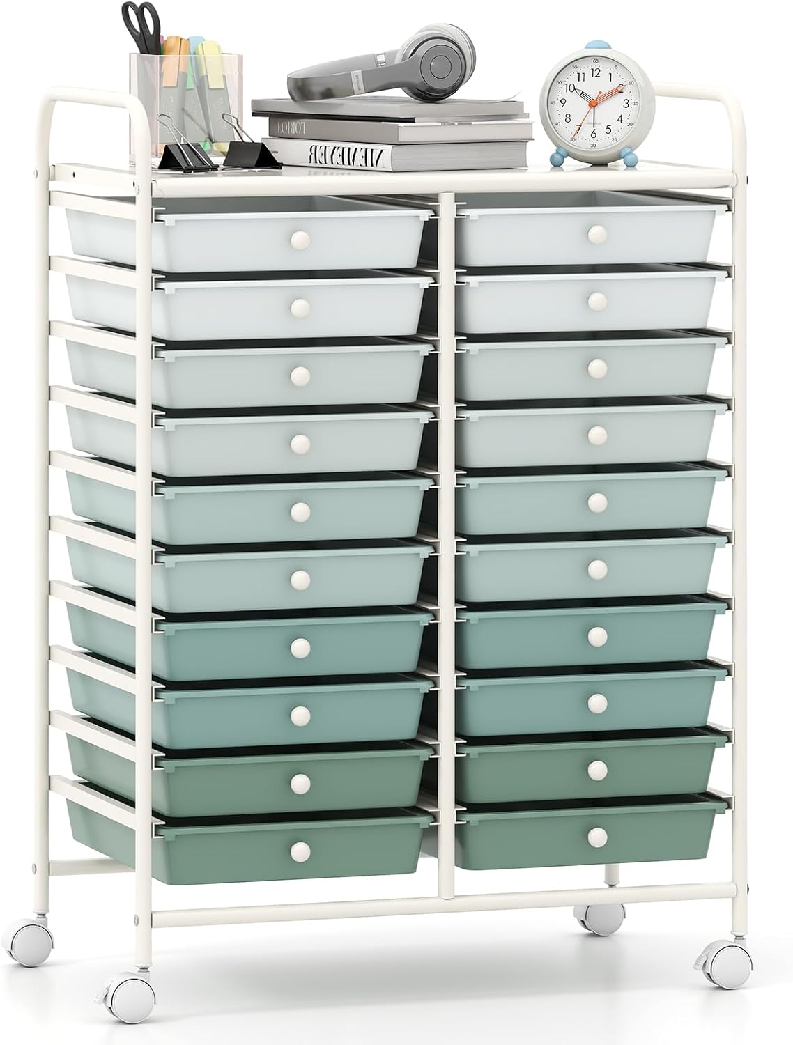 Goflame Storage Drawer Carts, 20-Drawer Organizer, Utility Cart on Wheels