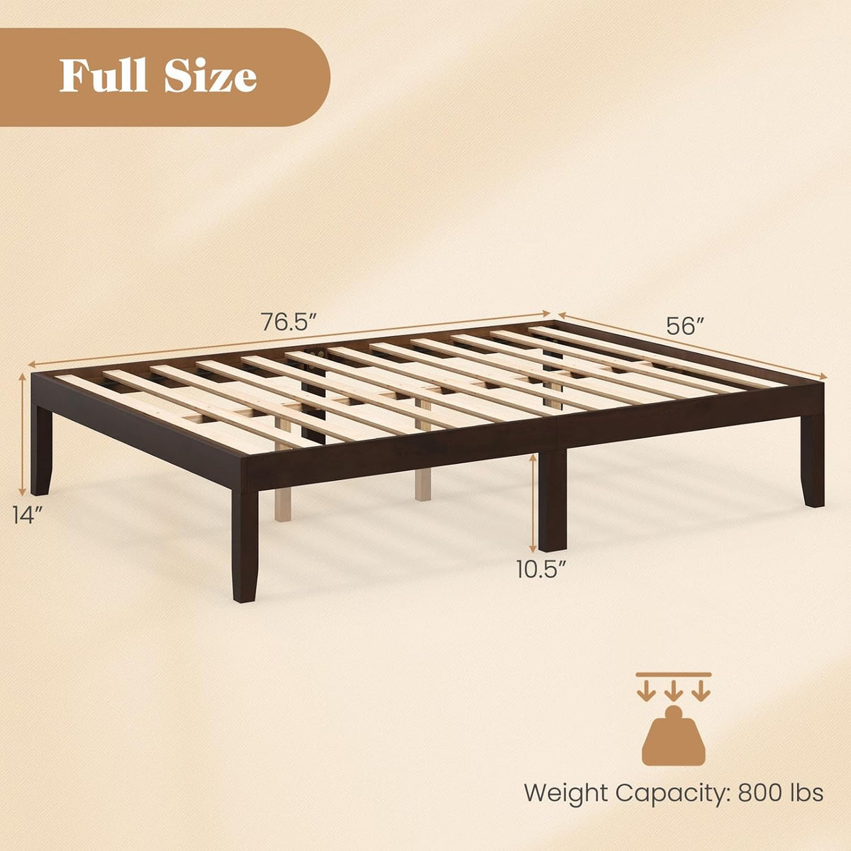 Goflame 14 Inch Twin Wood Platform Bed Frame, Minimalist Twin Bed Frame with Wooden Slats Support & Rubber Wood Legs