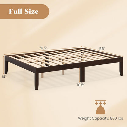 Goflame 14 Inch Twin Wood Platform Bed Frame, Minimalist Twin Bed Frame with Wooden Slats Support & Rubber Wood Legs