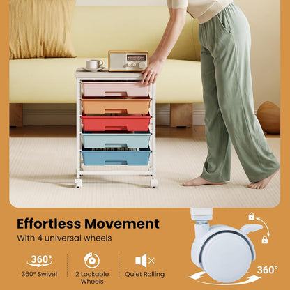 GOFLAME Rolling Storage Cart with Wooden Top
