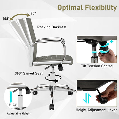 Goflame Leather Office Chair,Ergonomic Computer Desk Chair