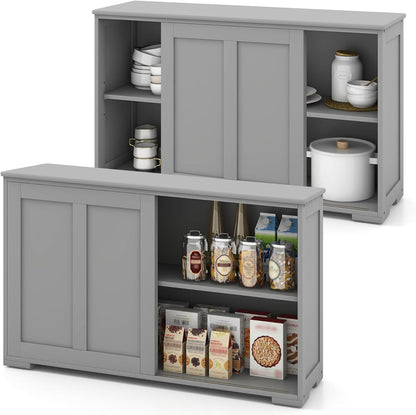 Goflame Buffet Cabinet with Storage, Coffee Bar Wine Cabinet, Farmhouse Sideboard w/Sliding Door