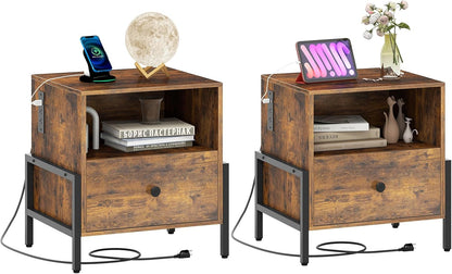 Goflame Nightstand with Charging Station
