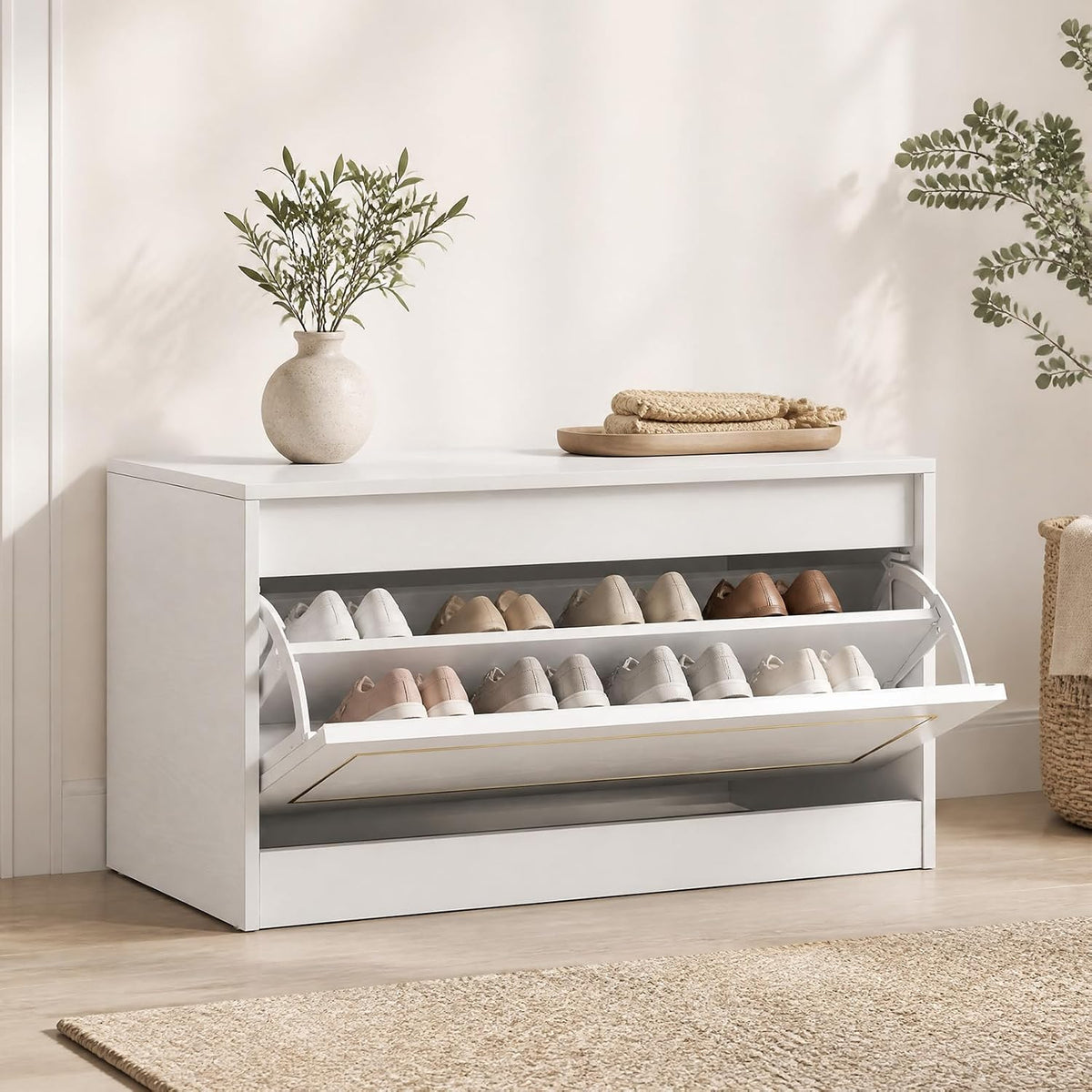 GOFLAME Shoe Storage Cabinet with Flip Drawer